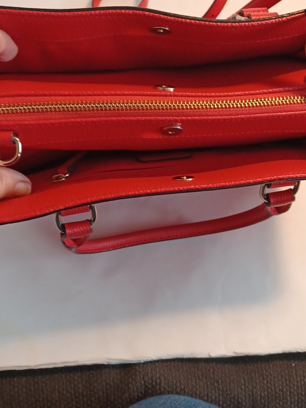 kate spade red pebbled leather satchel with top handles With Flaws As Pictured - Picture 5 of 8